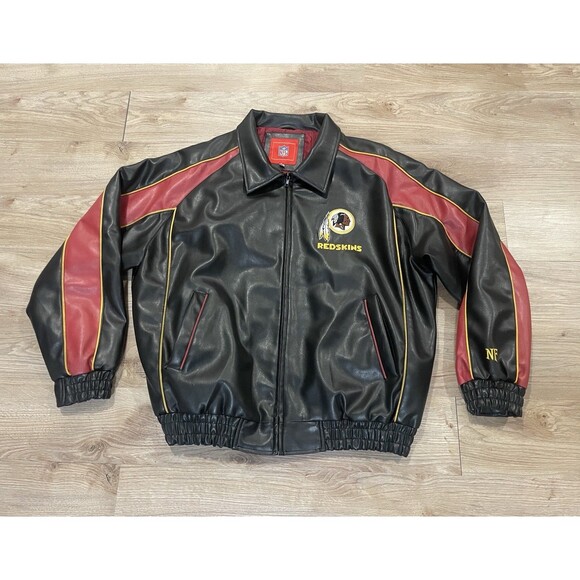 NFL Washington Redskins Men's Leather Full Zip Bomber Jacket 2XL XXL - Picture 2 of 12